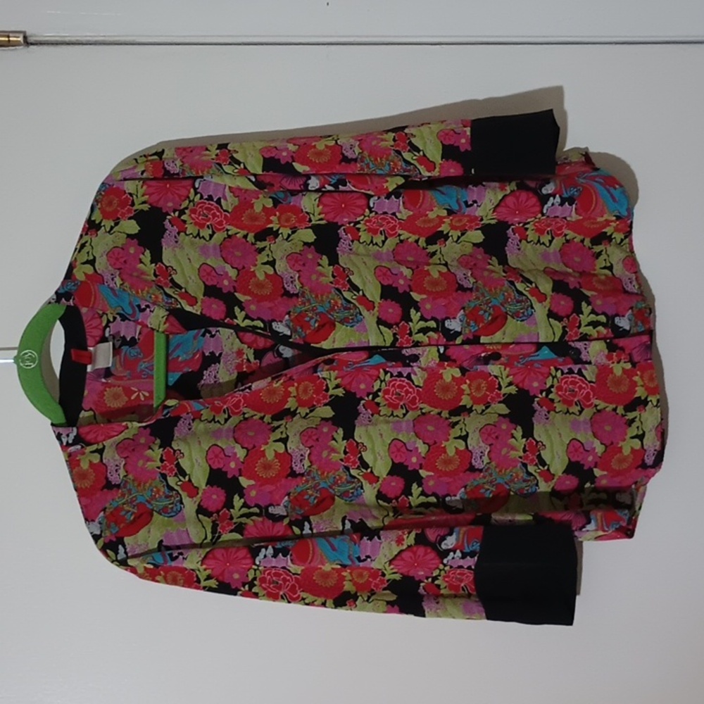 Y2K Vintage Josie Natori Geisha Button Front Top Large "Y" Neck